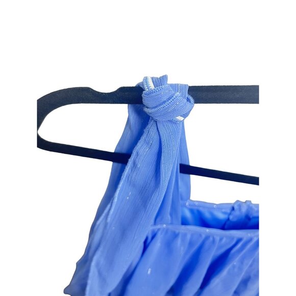 Sequin Hearts Girls Ruffled One-Shoulder Knot Tiying Mini Dress Blue XL - Picture 8 of 13